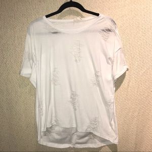 Vestique- White Distressed Tee